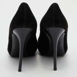 Pre Owned Alexander McQueen Black Suede Skull Peep Toe Pumps Size 38.5