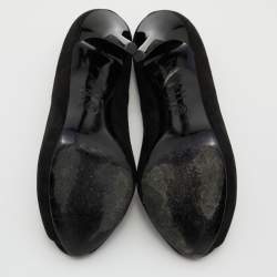 Pre Owned Alexander McQueen Black Suede Skull Peep Toe Pumps Size 38.5