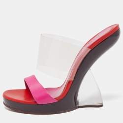 Alexander McQueen Multicolor Leather and PVC Bold Plexi Heel Peep Toe Wedge Sandals Size 40