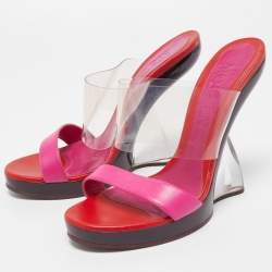 Alexander McQueen Multicolor Leather and PVC Bold Plexi Heel Peep Toe Wedge Sandals Size 40