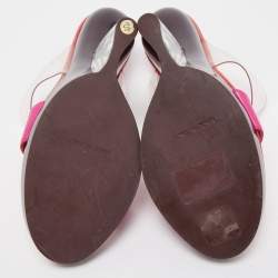 Alexander McQueen Multicolor Leather and PVC Bold Plexi Heel Peep Toe Wedge Sandals Size 40