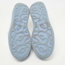 Pre Owned Alexander McQueen White/Blue Leather Oversized Sneakers Size 38