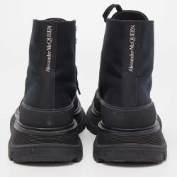 Pre Owned Alexander McQueen Black Canvas Tread Slick High Top Sneakers Size 37