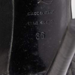 Pre Owned Alexander McQueen Black Leather and Fur Ankle Boots Size 36