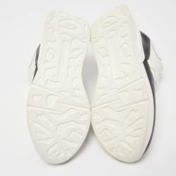Pre Owned Alexander McQueen White/Black Leather and Mesh Oversized Runner Sneakers Size 37.5