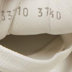 Pre Owned Alexander McQueen White/Black Leather and Mesh Oversized Runner Sneakers Size 37.5