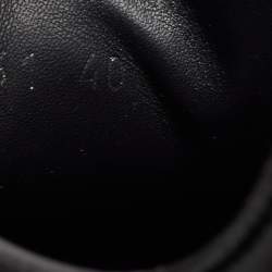 Pre Owned Alexander McQueen Metallic Grey/Black Laminated Suede and Leather Oversized Sneakers Size 40