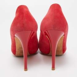 Alexander McQueen Red Suede Skull Peep Toe Pumps Size 37