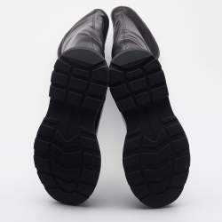 Pre Owned Alexander McQueen Black Leather Over The Knee Boots Size 38.5