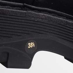 Pre Owned Alexander McQueen Black Leather Over The Knee Boots Size 38.5