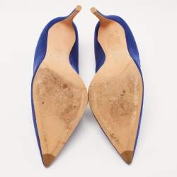 Pre Owned Alexander McQueen Blue Satin Heart Pumps Size 41