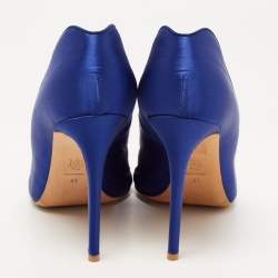 Pre Owned Alexander McQueen Blue Satin Heart Pumps Size 41