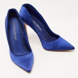 Pre Owned Alexander McQueen Blue Satin Heart Pumps Size 41