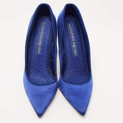 Pre Owned Alexander McQueen Blue Satin Heart Pumps Size 41