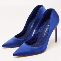 Pre Owned Alexander McQueen Blue Satin Heart Pumps Size 41