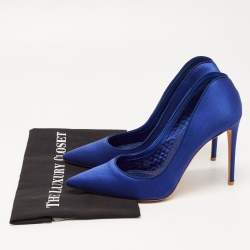 Pre Owned Alexander McQueen Blue Satin Heart Pumps Size 41