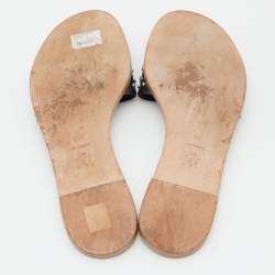 Pre Owned Jimmy Choo Black Leather Studded Flat Slides Size 38