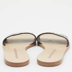 Pre Owned Jimmy Choo Black Leather Studded Flat Slides Size 38