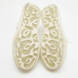 Pre Owned Alexander McQueen White Leather and Iridescent Oversized Sneakers Size 40