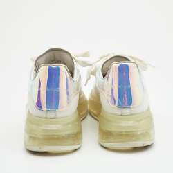 Pre Owned Alexander McQueen White Leather and Iridescent Oversized Sneakers Size 40