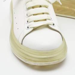 Pre Owned Alexander McQueen White Leather and Iridescent Oversized Sneakers Size 40
