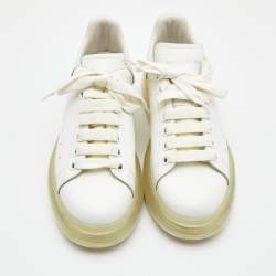 Pre Owned Alexander McQueen White Leather and Iridescent Oversized Sneakers Size 40