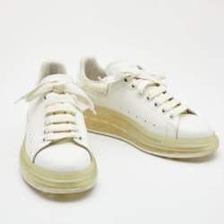Pre Owned Alexander McQueen White Leather and Iridescent Oversized Sneakers Size 40