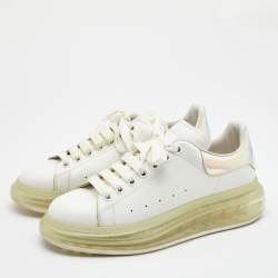 Pre Owned Alexander McQueen White Leather and Iridescent Oversized Sneakers Size 40