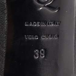 Pre Owned Alexander McQueen Black Leather Skull Platform Peep Toe Pumps Size 39