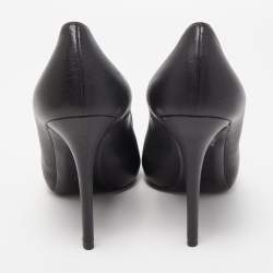 Pre Owned Alexander McQueen Black Leather Skull Platform Peep Toe Pumps Size 39