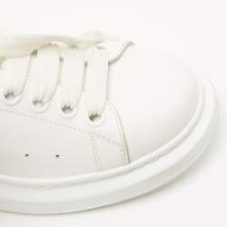 Pre Owned Alexander McQueen White Leather And Leopard Print Pony Hair Low Top Sneakers Size 38