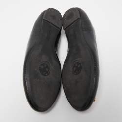 مملوكة مسبقًا Alexander McQueen Black Lizard Embossed Leather Skull City Ballet Flats Size 37.5