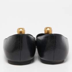 مملوكة مسبقًا Alexander McQueen Black Lizard Embossed Leather Skull City Ballet Flats Size 37.5