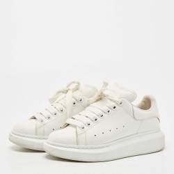 Pre Owned Alexander McQueen White Leather Oversized Sneakers Size 36.5