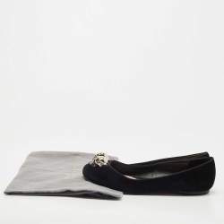 Pre Owned Alexander McQueen Black Velvet Skull City Ballet Flats Size 40