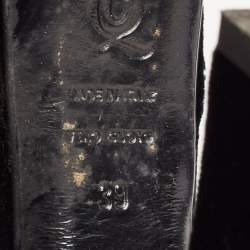 Pre Owned Alexander McQueen Black Velvet Buckle Platform Ankle Strap Sandals Size 39