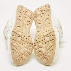 Pre Owned Alexander McQueen White Leather and Iridescent PVC Chunky Sneakers Size 38