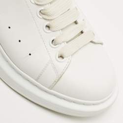 Pre Owned Alexander McQueen White/Gold Leather Oversized Sneakers Size 40