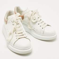 Pre Owned Alexander McQueen White/Gold Leather Oversized Sneakers Size 40