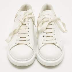 Pre Owned Alexander McQueen White/Gold Leather Oversized Sneakers Size 40