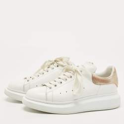 Pre Owned Alexander McQueen White/Gold Leather Oversized Sneakers Size 40