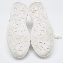 Pre Owned Alexander McQueen White/Metallic Leather Oversized Sneakers Size 39