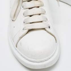 Pre Owned Alexander McQueen White/Metallic Leather Oversized Sneakers Size 39