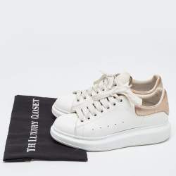 Pre Owned Alexander McQueen White/Metallic Leather Oversized Sneakers Size 39