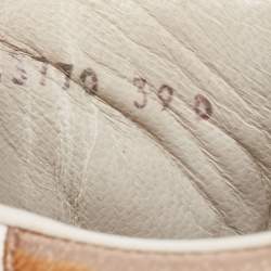 Pre Owned Alexander McQueen White/Metallic Leather Oversized Sneakers Size 39