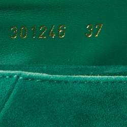 Pre Owned Alexander McQueen Green Suede Crystal Embellished Skull Studded Platform Peep Toe Pumps Size 37