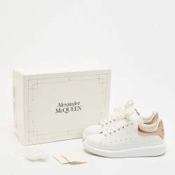 Pre Owned Alexander McQueen White/Gold Leather Oversized Sneakers Size 38.5
