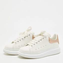 Pre Owned Alexander McQueen White/Gold Leather Oversized Sneakers Size 38.5