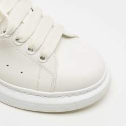 Pre Owned Alexander McQueen White/Gold Leather Oversized Sneakers Size 38.5