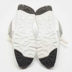 Pre Owned Alexander McQueen White Croc Embossed Leather Oversized Low Top Sneakers Size 40.5